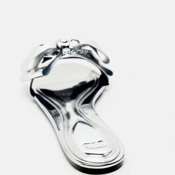 ZARA METALLIC SANDALS WITH BOW - Picture 5 of 5